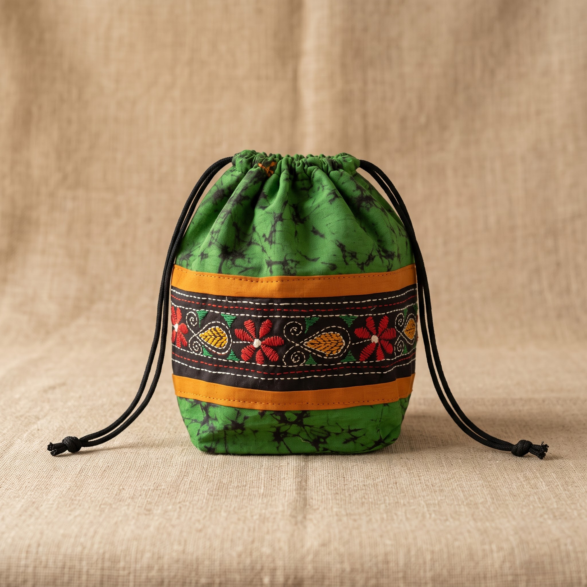 cotton potli bags batik kantha stitch