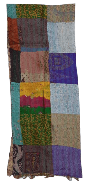 SilkyKraftz Nakshi Kantha Stitch work patchwork Dupatta Stole Pure Silk