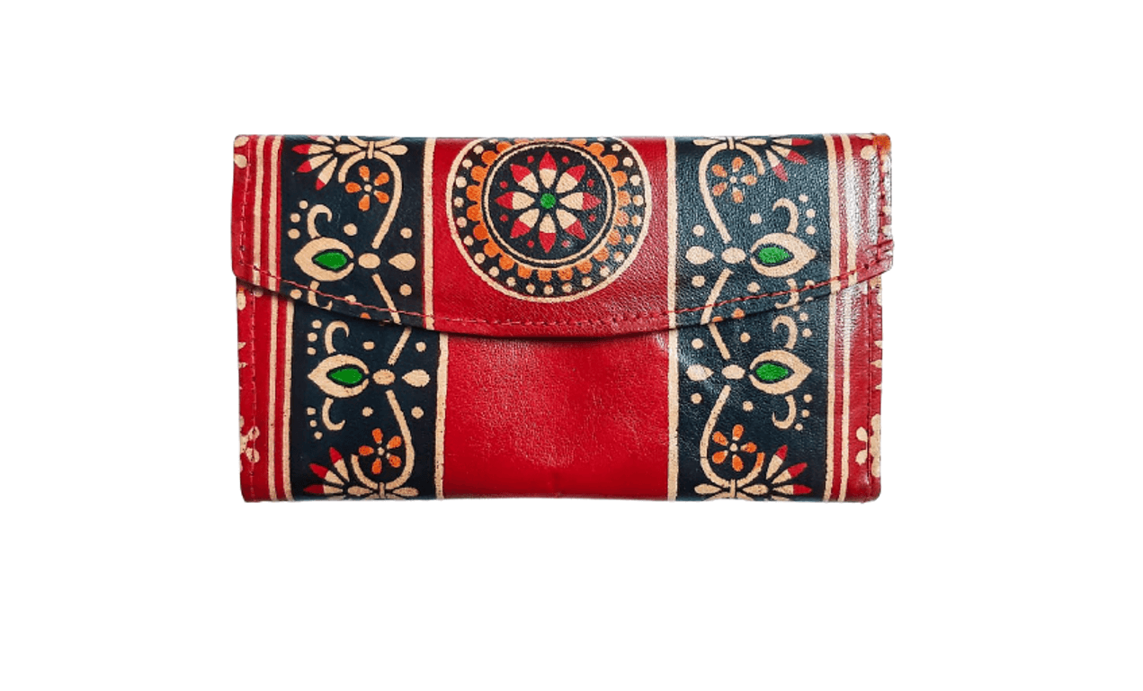 SilkyKraftz Genuine Shantiniketan Leather Clutch Bag purse