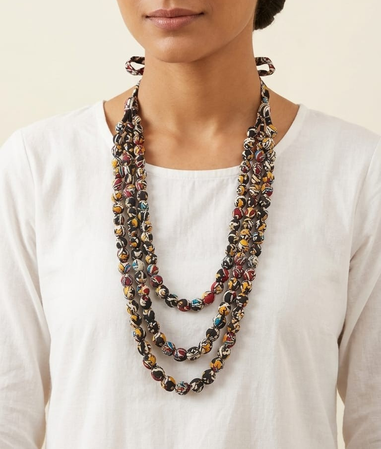 fabric necklace three layer