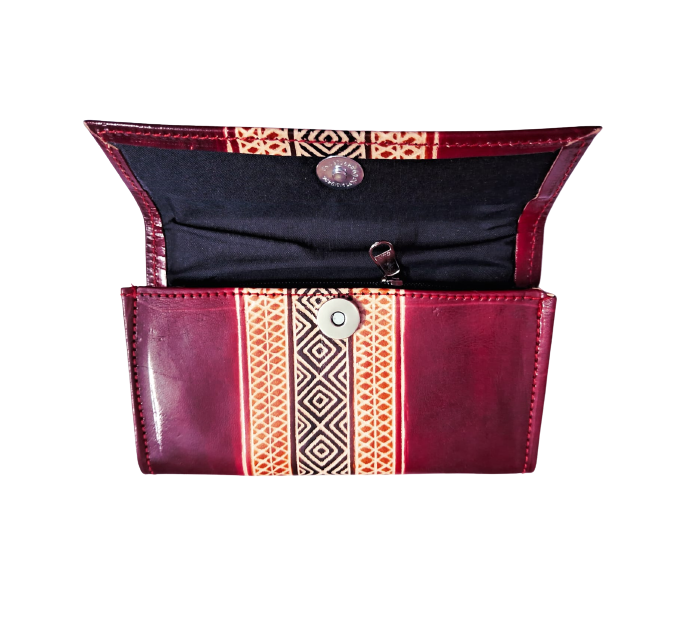 SilkyKraftz Genuine Shantiniketan Leather clutch Bag purse for Ladies