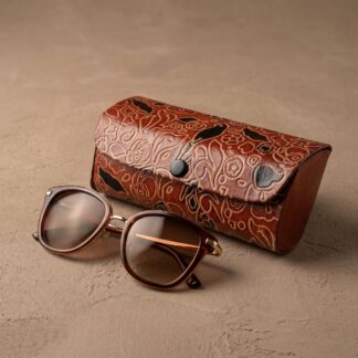 Hand-Embossed Leather Sunglass Case | Artisan Crafted Genuine Leather Eyewear Cover
