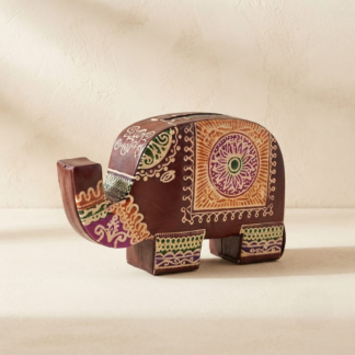 Pure Leather Elephant Piggy Bank — Compact