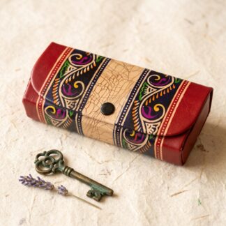 Handcrafted Batik Leather Spectacle Case | Artisan Crafted Genuine Leather Eyeglass Case