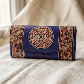 Hand Embossed Leather Clutch Purse for Women — Genuine Leather Zip Bag