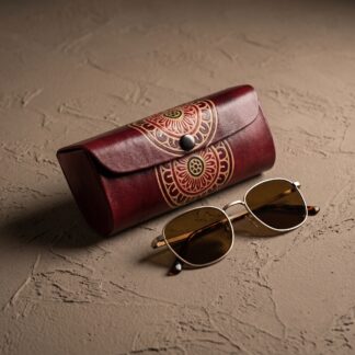 Hand-Embossed Leather Sunglass Case | Artisan Crafted Genuine Leather Eyewear Cover