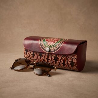 Hand-Embossed Leather Sunglass Case | Artisan Crafted Genuine Leather Eyewear Cover
