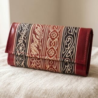 Hand Embossed Leather Clutch Purse for Women — Genuine Leather Zip Bag