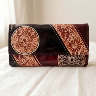 Hand Embossed Leather Clutch Purse for Women — Genuine Leather Zip Bag