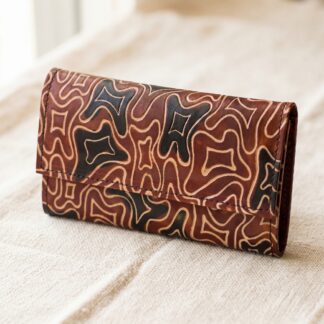 Hand Embossed Leather Clutch Purse for Women — Genuine Leather Zip Bag