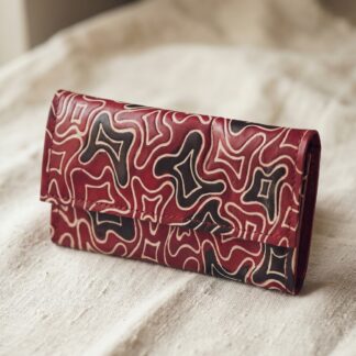 Hand Embossed Leather Clutch Purse for Women — Genuine Leather Zip Bag