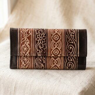 Hand Embossed Leather Clutch Purse for Women — Genuine Leather Zip Bag