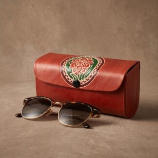 Hand-Embossed Leather Sunglass Case | Artisan Crafted Genuine Leather Eyewear Case