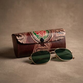 Hand-Embossed Leather Sunglass Case | Artisan Crafted Genuine Leather Eyewear Cover