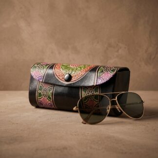 Hand-Embossed Leather Sunglass Case | Artisan Crafted Genuine Leather Eyewear Cover