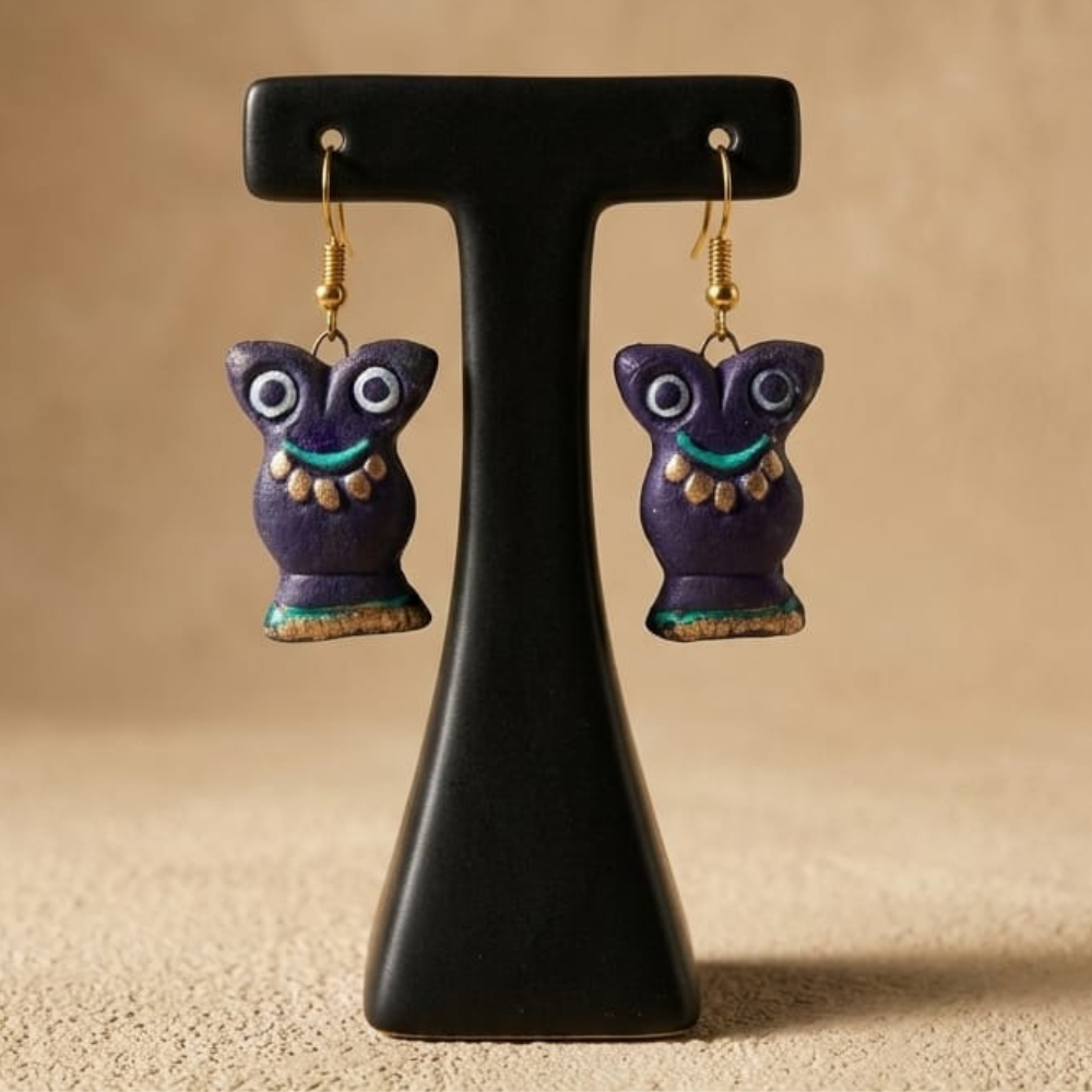 owl terracotta earring