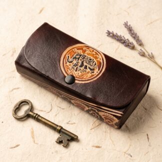hand embossed leather spectacle case