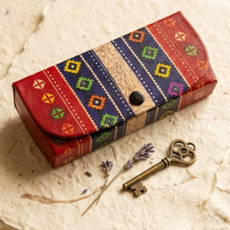 Handcrafted Batik Leather Spectacle Case | Artisan Crafted Genuine Leather Eyeglass Case