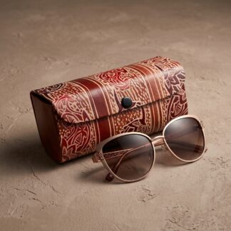 Hand-Embossed Leather Sunglass Case | Artisan Crafted Genuine Leather Eyewear Cover