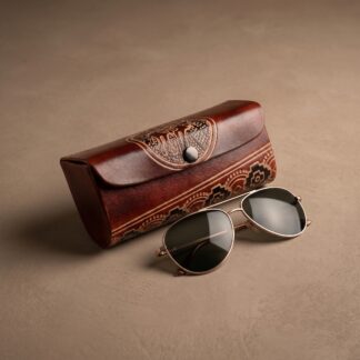 Hand-Embossed Leather Sunglass Case | Artisan Crafted Genuine Leather Eyewear Cover