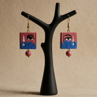 Handcrafted terracotta dangle earrings — lightweight ethnic jewellery by SilkyKraftz