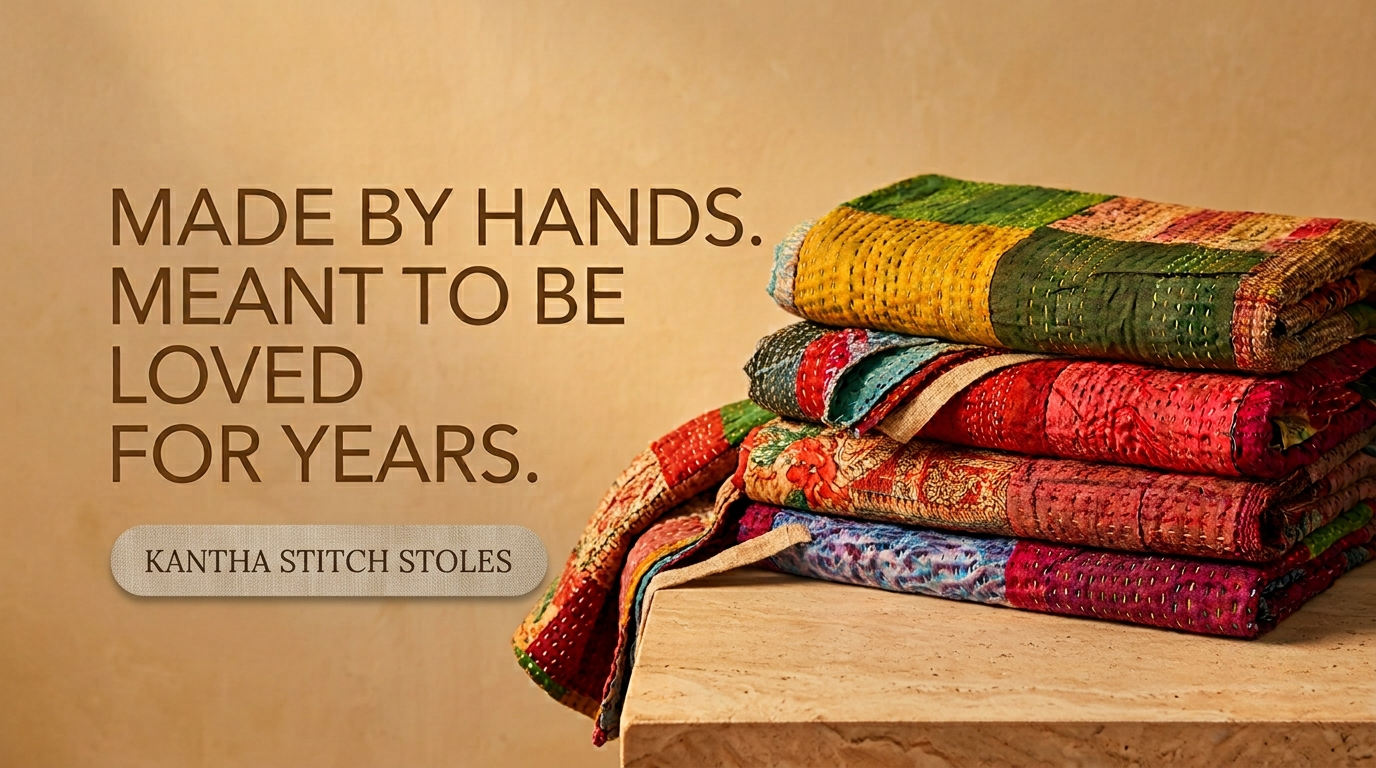 kantha stitch stole