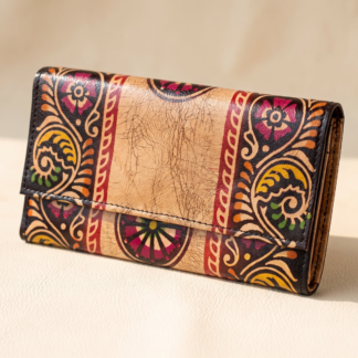 batik leather purse
