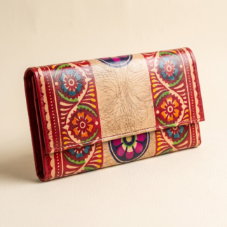 batik leather purse