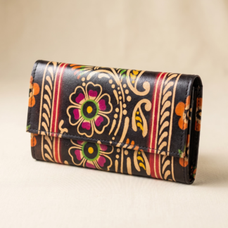 batik leather purse