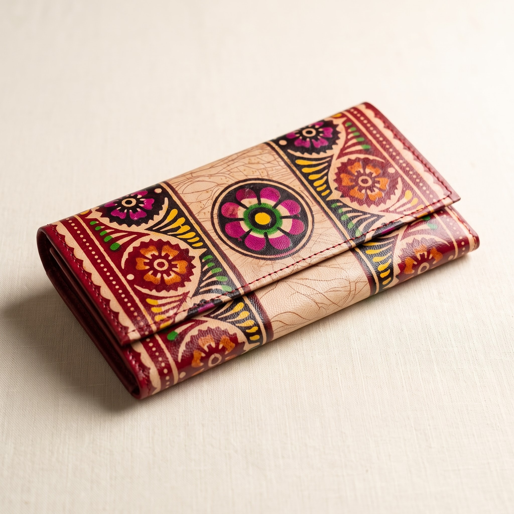 batik leather purse