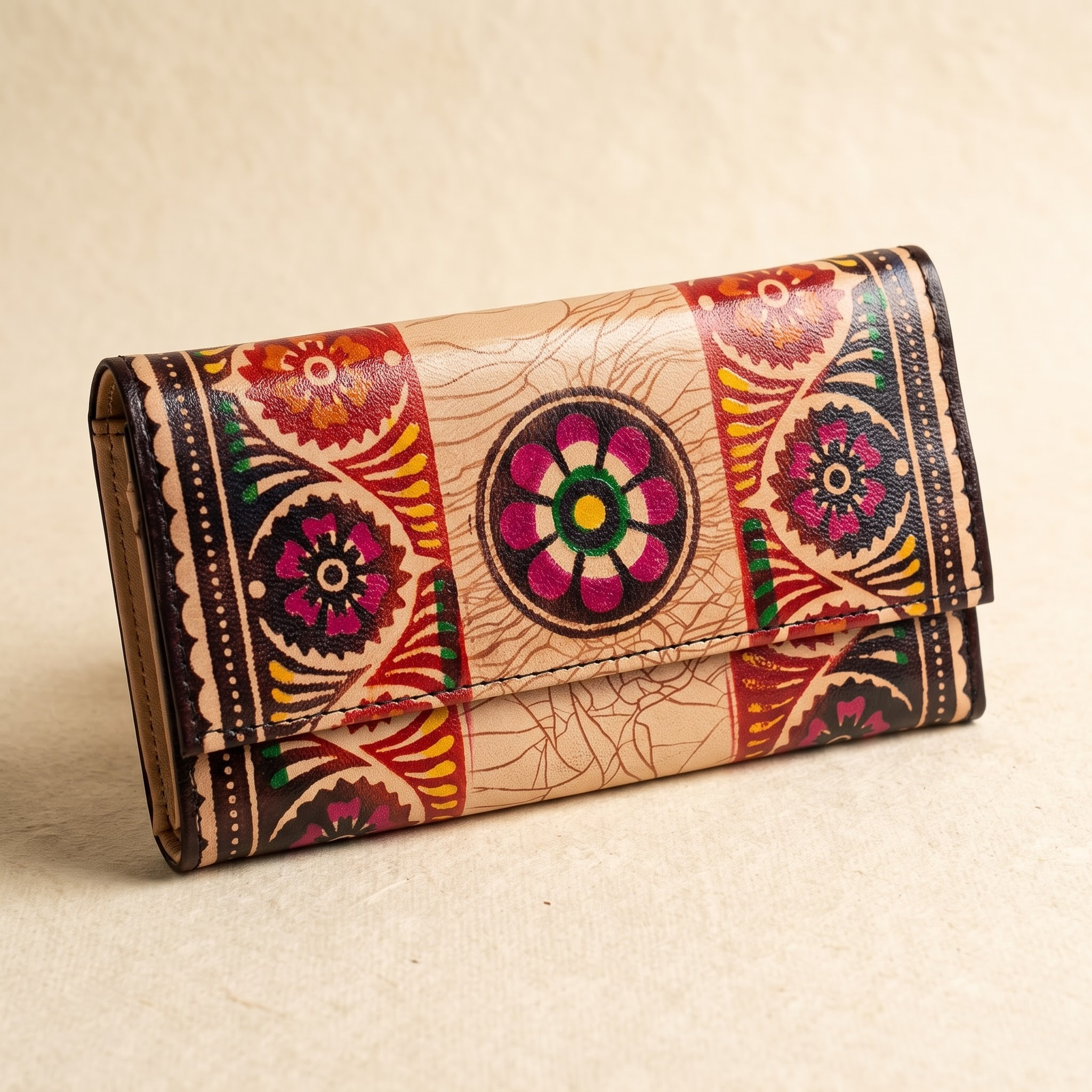 batik leather purse