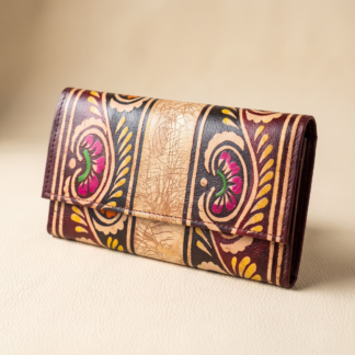 batik leather purse