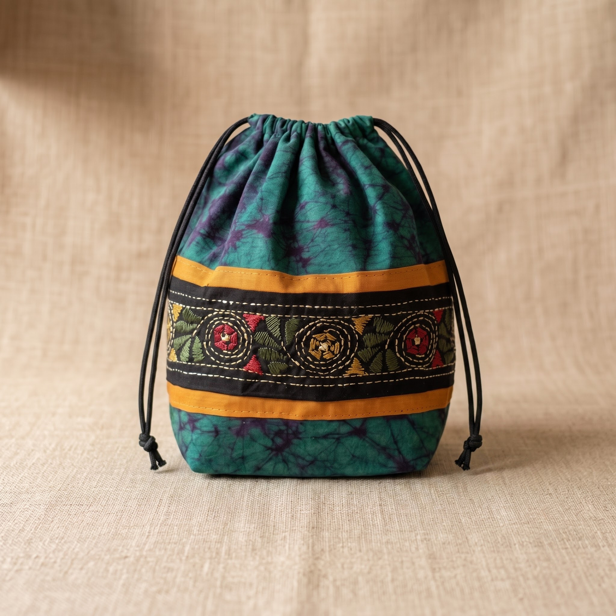 cotton potli bags batik kantha stitch