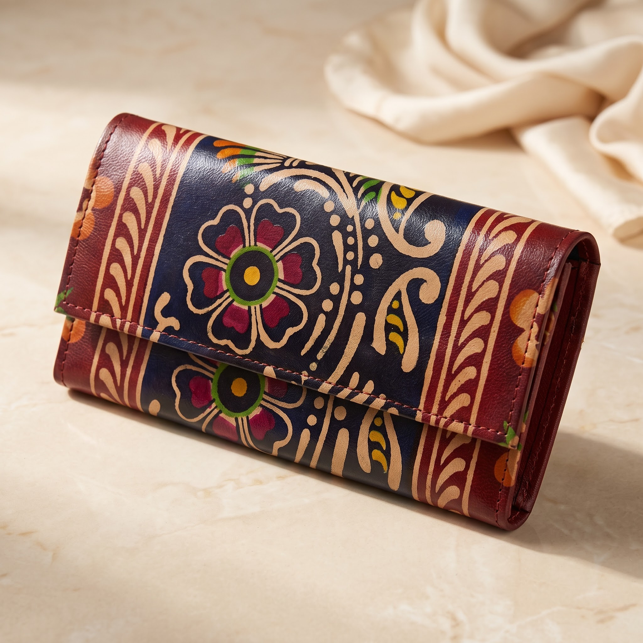 batik leather purse