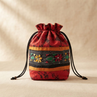 cotton potli bags batik kantha stitch
