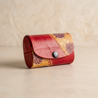 genuine leather double lipstick case with mirror — holds 2 lipsticks