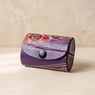 genuine leather double lipstick case with mirror — holds 2 lipsticks