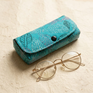 Kantha stitch hand embroidered cotton spectacle case