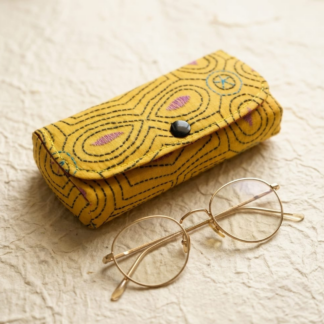 Kantha stitch hand embroidered cotton spectacle case